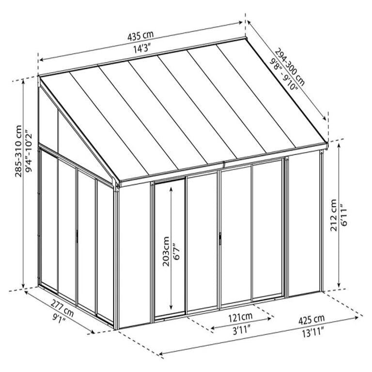 SanRemo Conservatory 3 x 4.25 m – Grey
