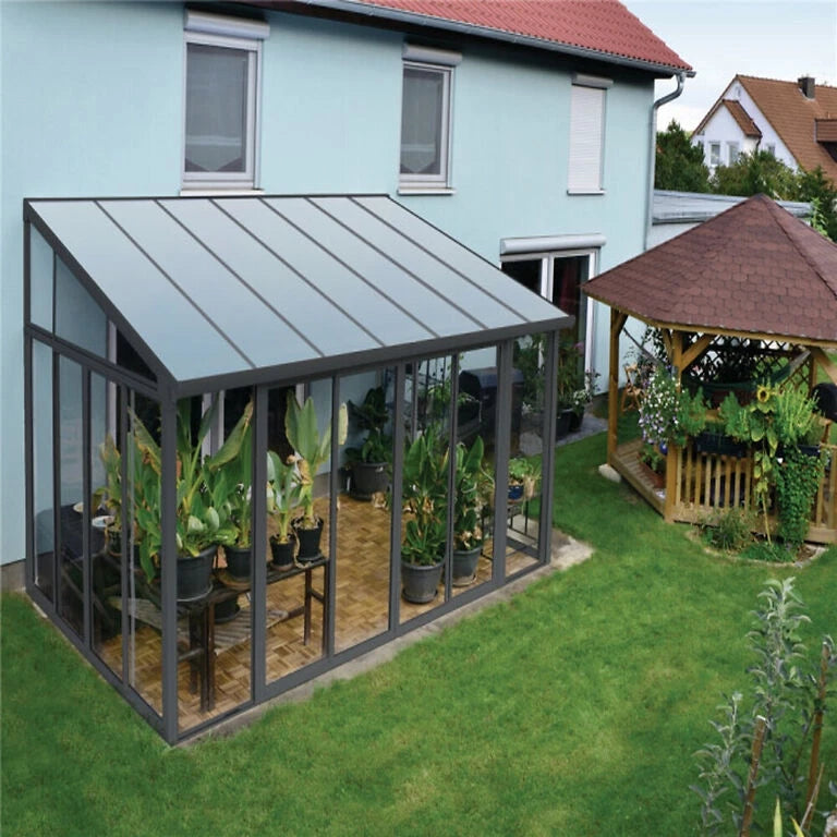 Sanremo 13 ft. x 14 ft. Solarium Kit - Grey Structure & Hybrid Panels