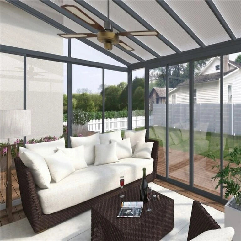 Sanremo 13 ft. x 14 ft. Solarium Kit - Grey Structure & Hybrid Panels