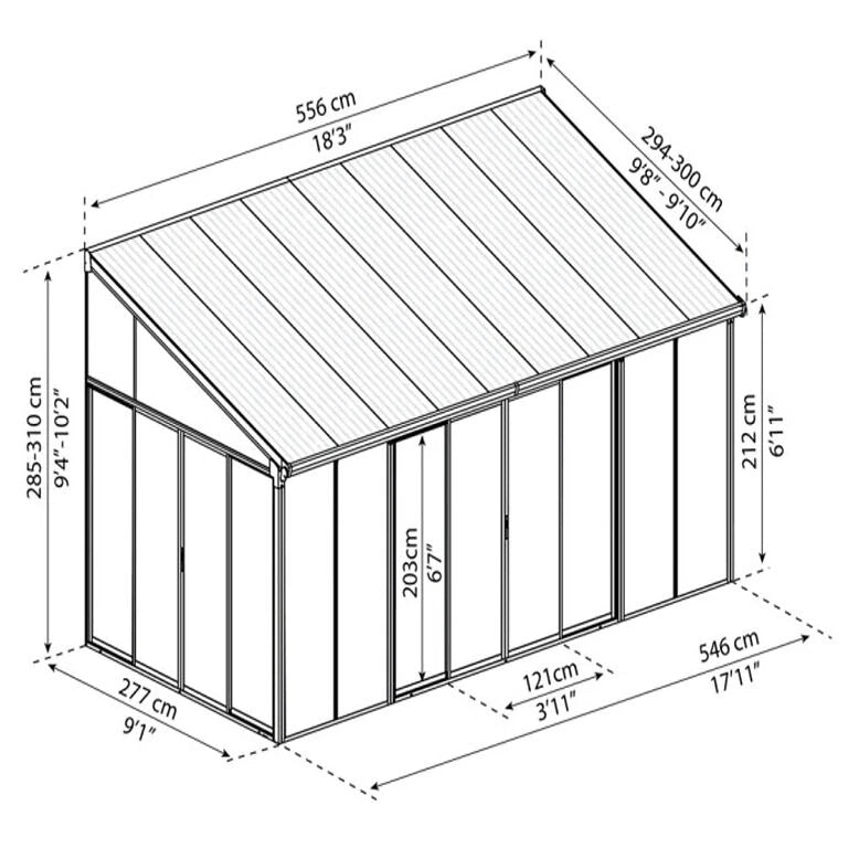SanRemo Conservatory 3 x 5.46 m – White