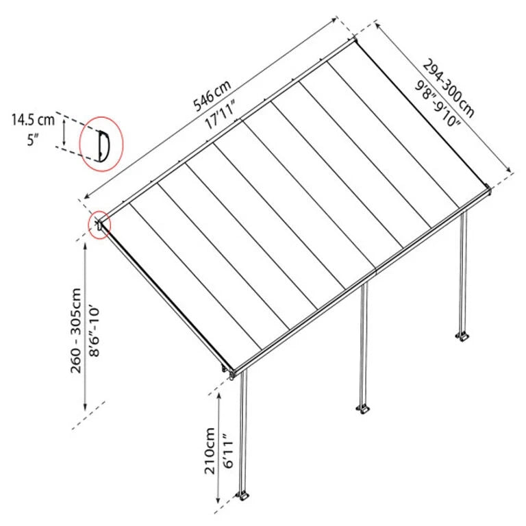 Feria Patio Cover 16.1 m² – Anthracite Grey