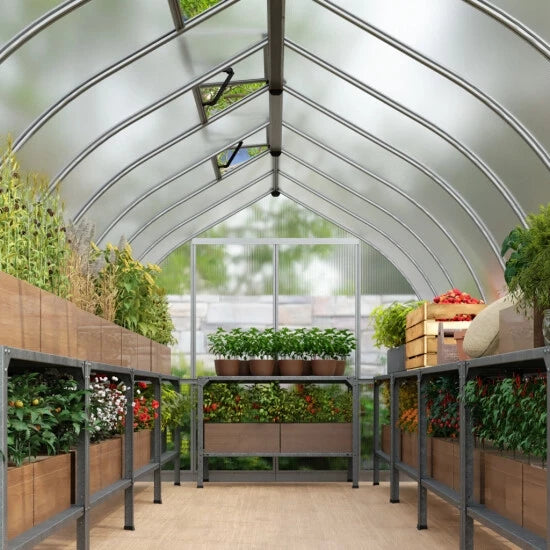 Bella 8 ft. x 8 ft. Greenhouse Kit - Silver Structure & Twin Wall Panels