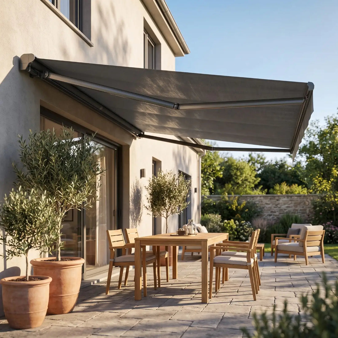 Nordgro Automatic Extendable Awning Essential, 395x300 cm - detail of frame and mounting bracket