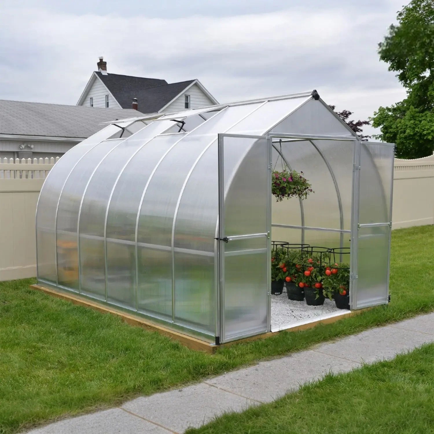 Bella 8 ft. x 12 ft. Greenhouse Kit - Silver Structure & Twin Wall Panels
