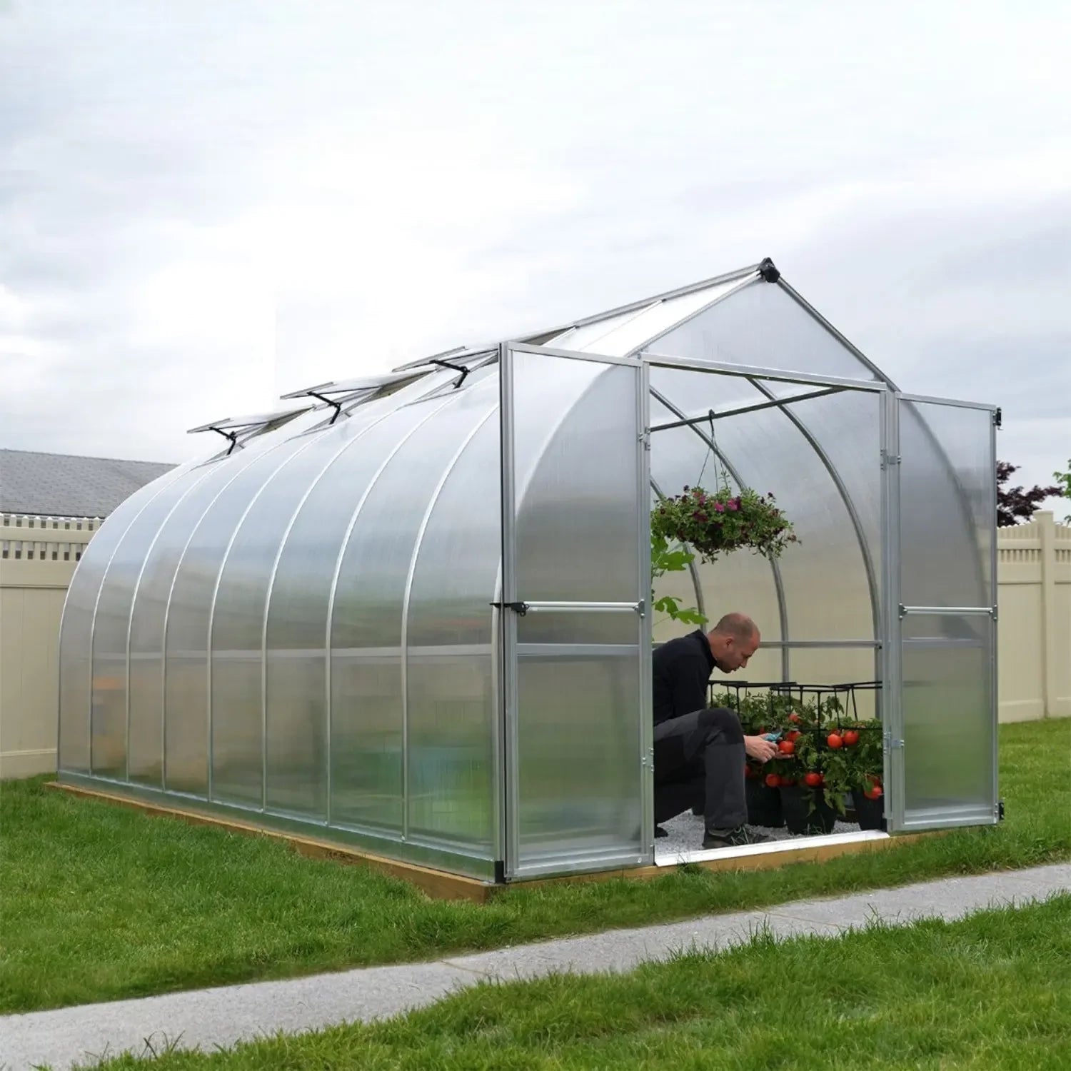 Bella 8 ft. x 16 ft. Greenhouse Kit - Silver Structure & Twin Wall Panels