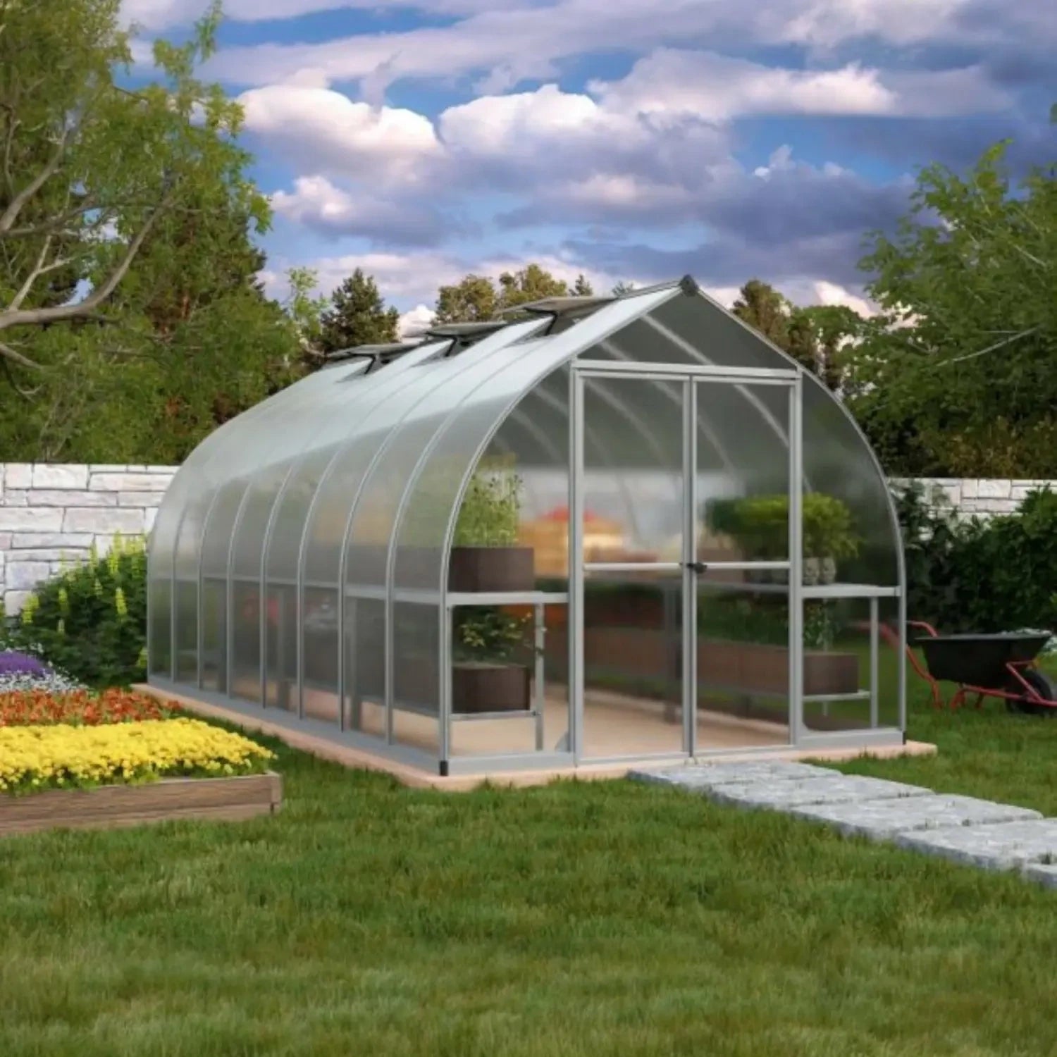 Bella 8 ft. x 16 ft. Greenhouse Kit - Silver Structure & Twin Wall Panels