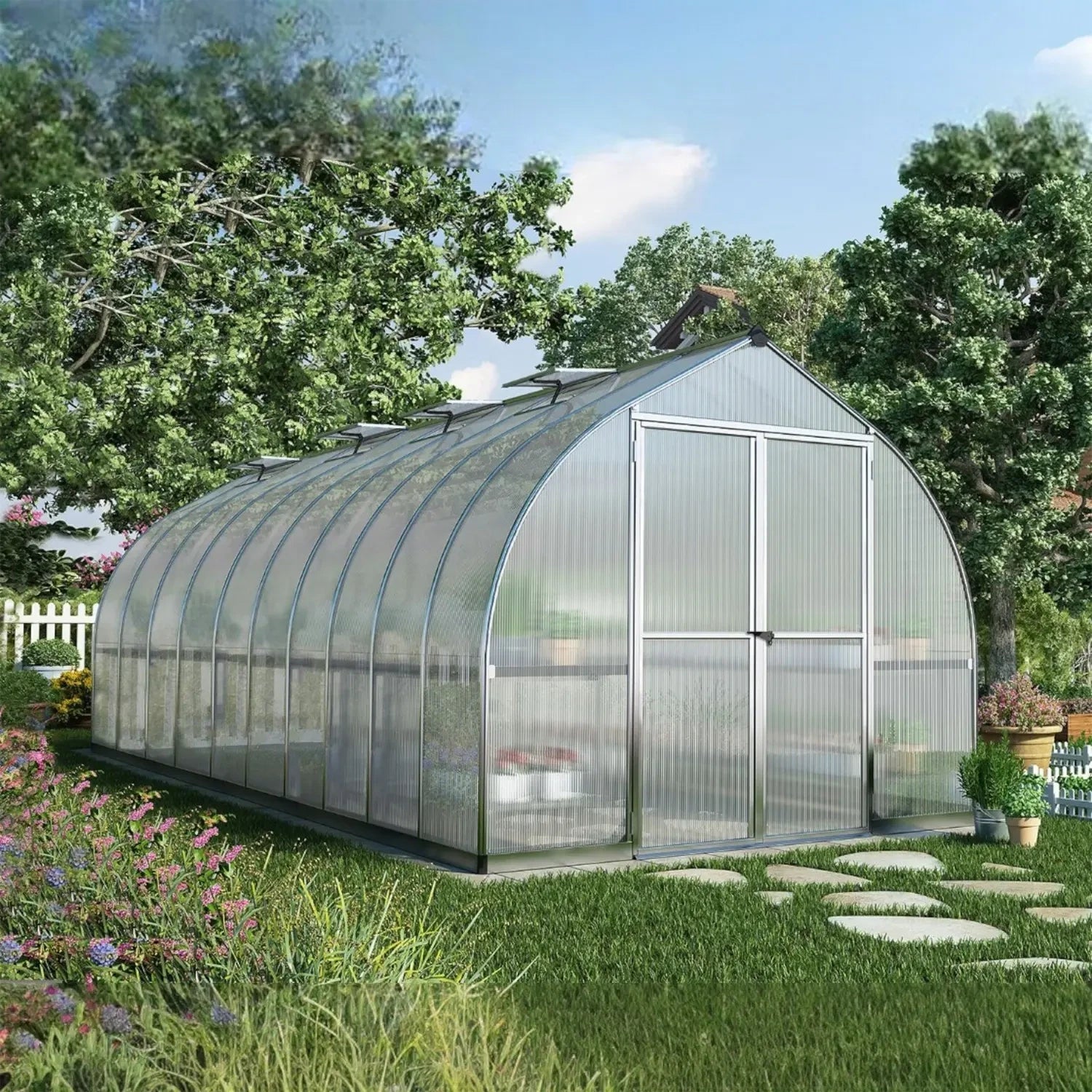 Bella 8 ft. x 20 ft. Greenhouse Kit - Silver Structure & Twin Wall Panels