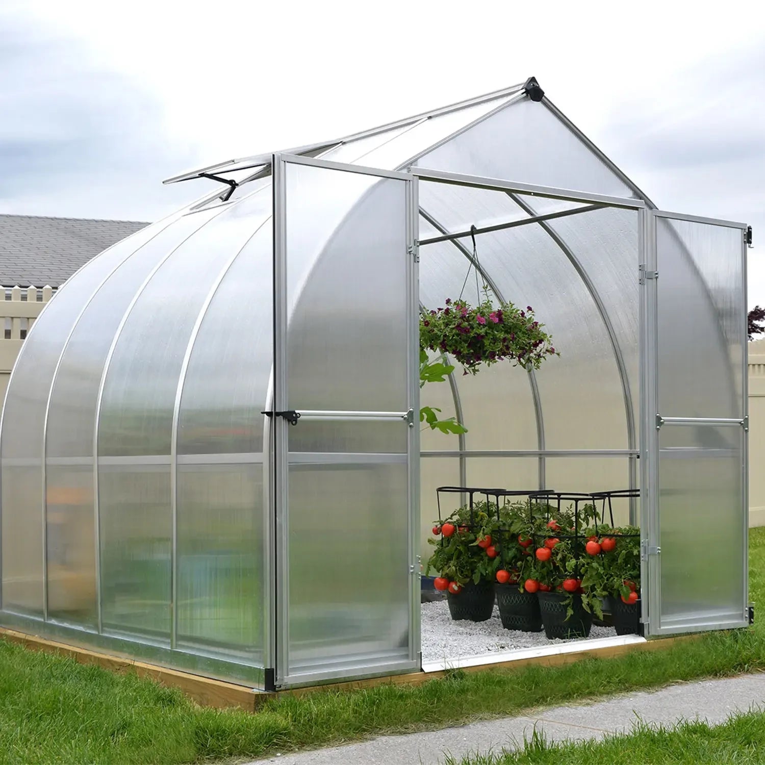 Bella 8 ft. x 8 ft. Greenhouse Kit - Silver Structure & Twin Wall Panels