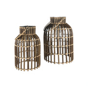 Rattan Lanterns with Handle, Set of 2 - Brown