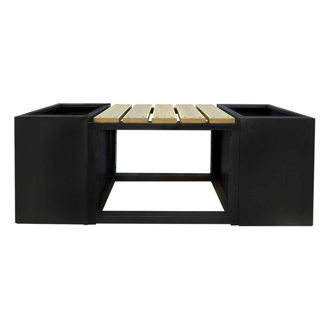 Bench with 2 Planter Boxes, Black