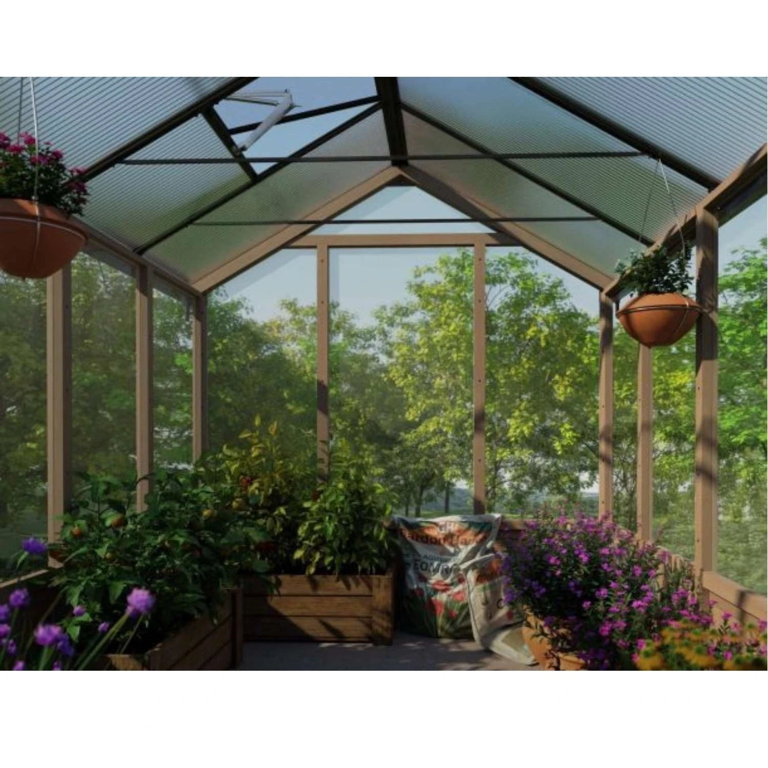 Greenhouse Kit Natura Cedar Wood 8 ft. x 22 ft. – Clear Panels