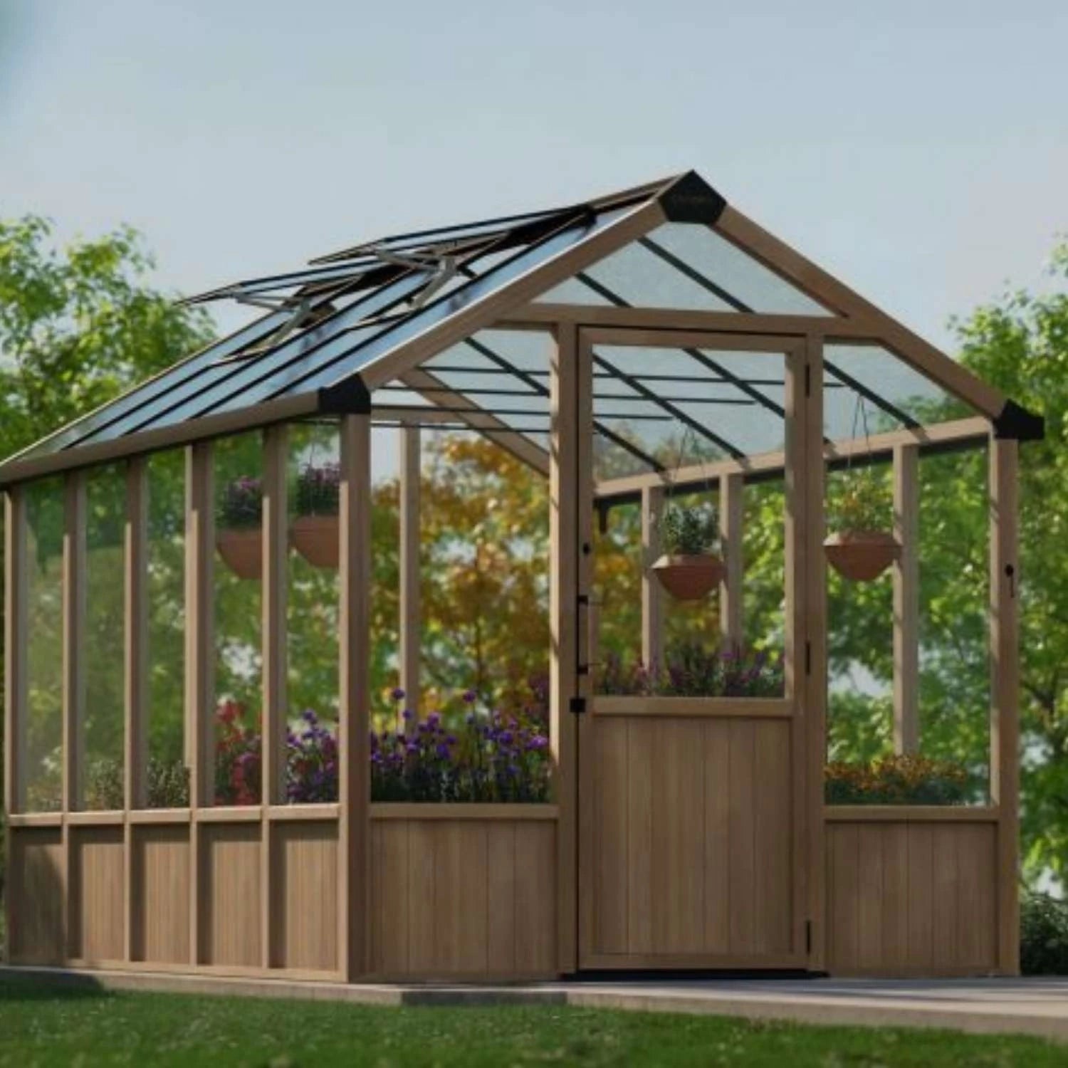 Greenhouse Kit Natura Cedar Wood 8 ft. x 17 ft. - Clear polycarbonate panels