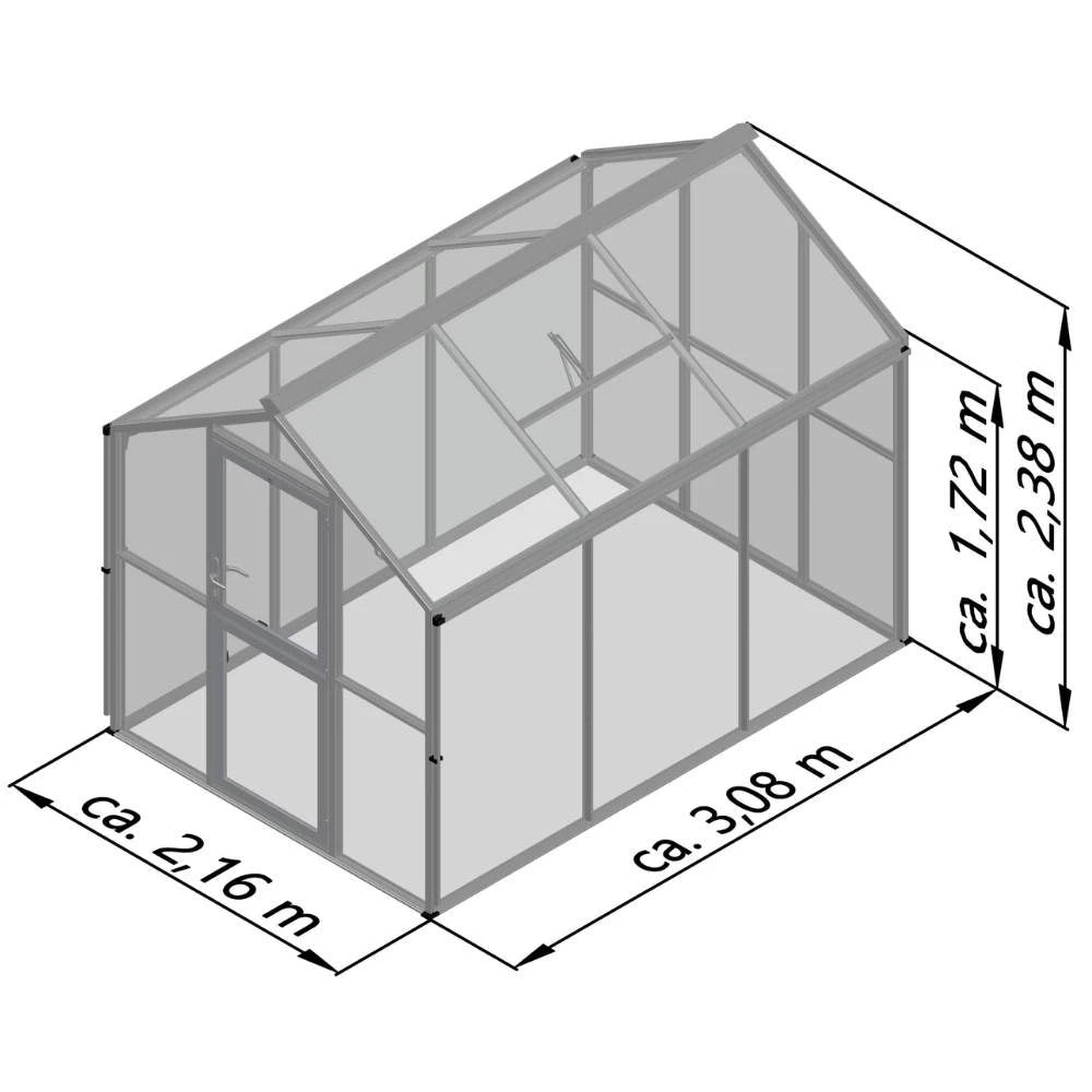 Greenhouse Galant III, 4 mm glass + polycarbonate, fir green