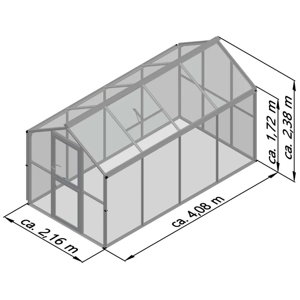 Greenhouse Galant IV, only polycarbonate, anthracite-grey