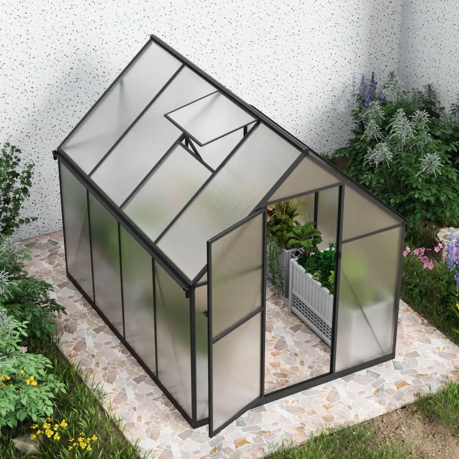 Essential Narrow Greenhouse Black 225 cm – Polycarbonate