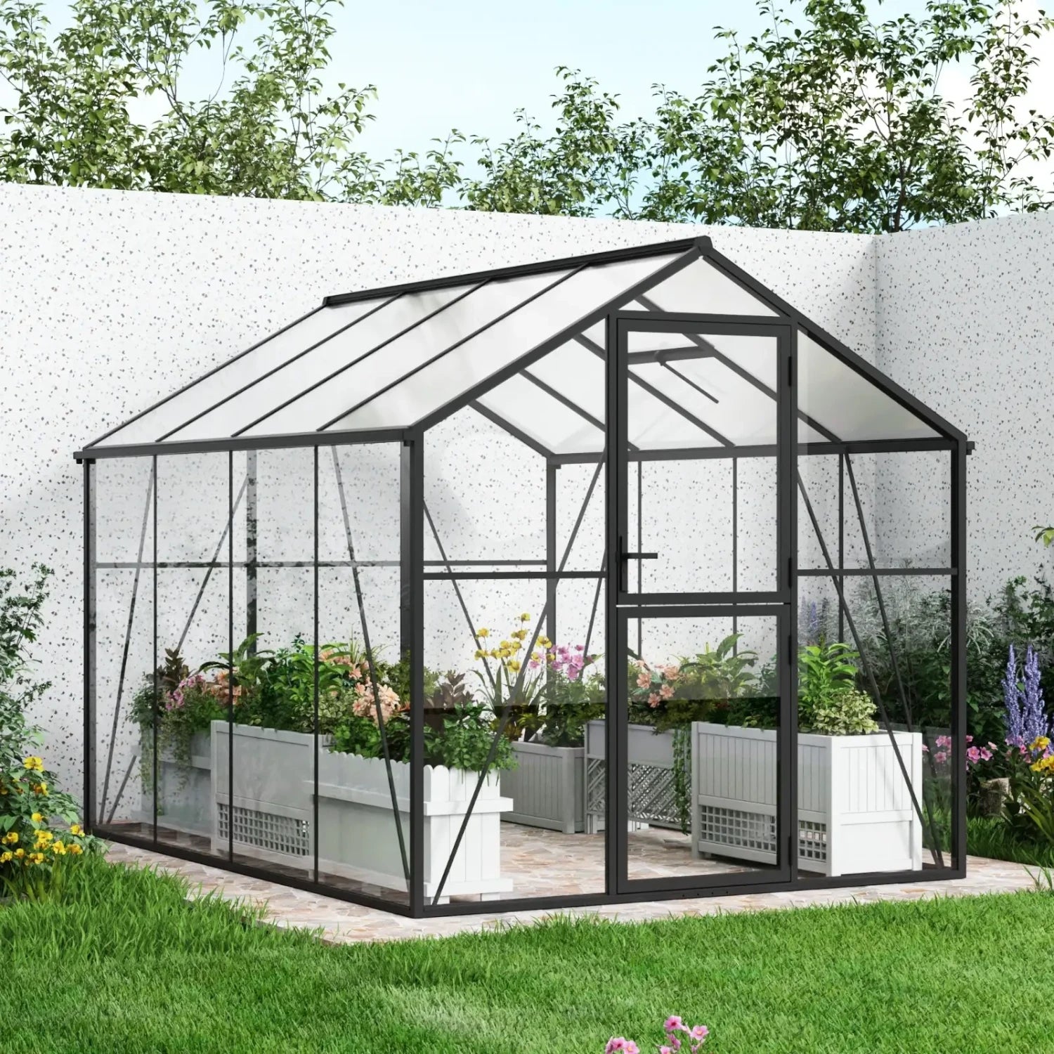 Greenhouse Premium Black 307 cm – Glass/Polycarbonate