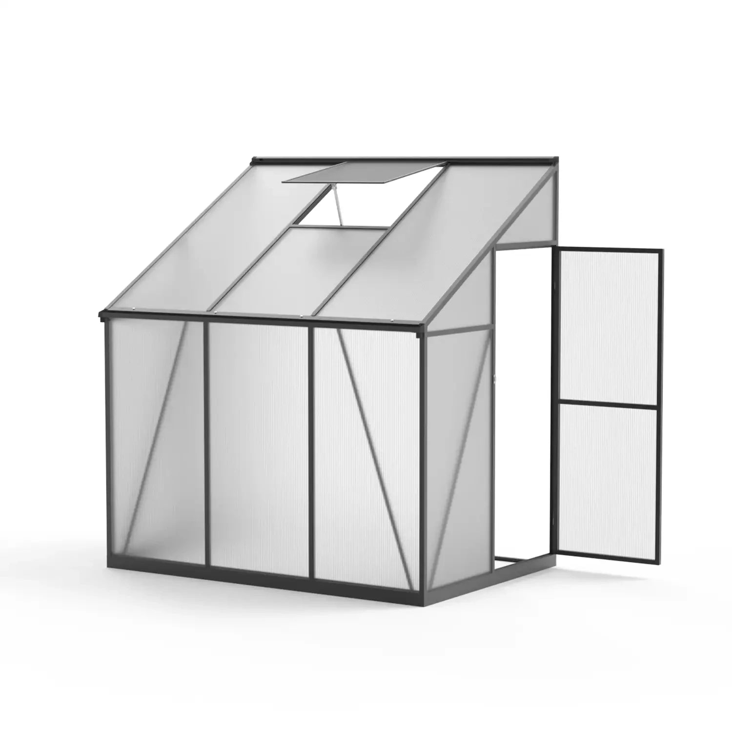 Lean to Aluminium Greenhouse with 4mm Polycarbonate Panels