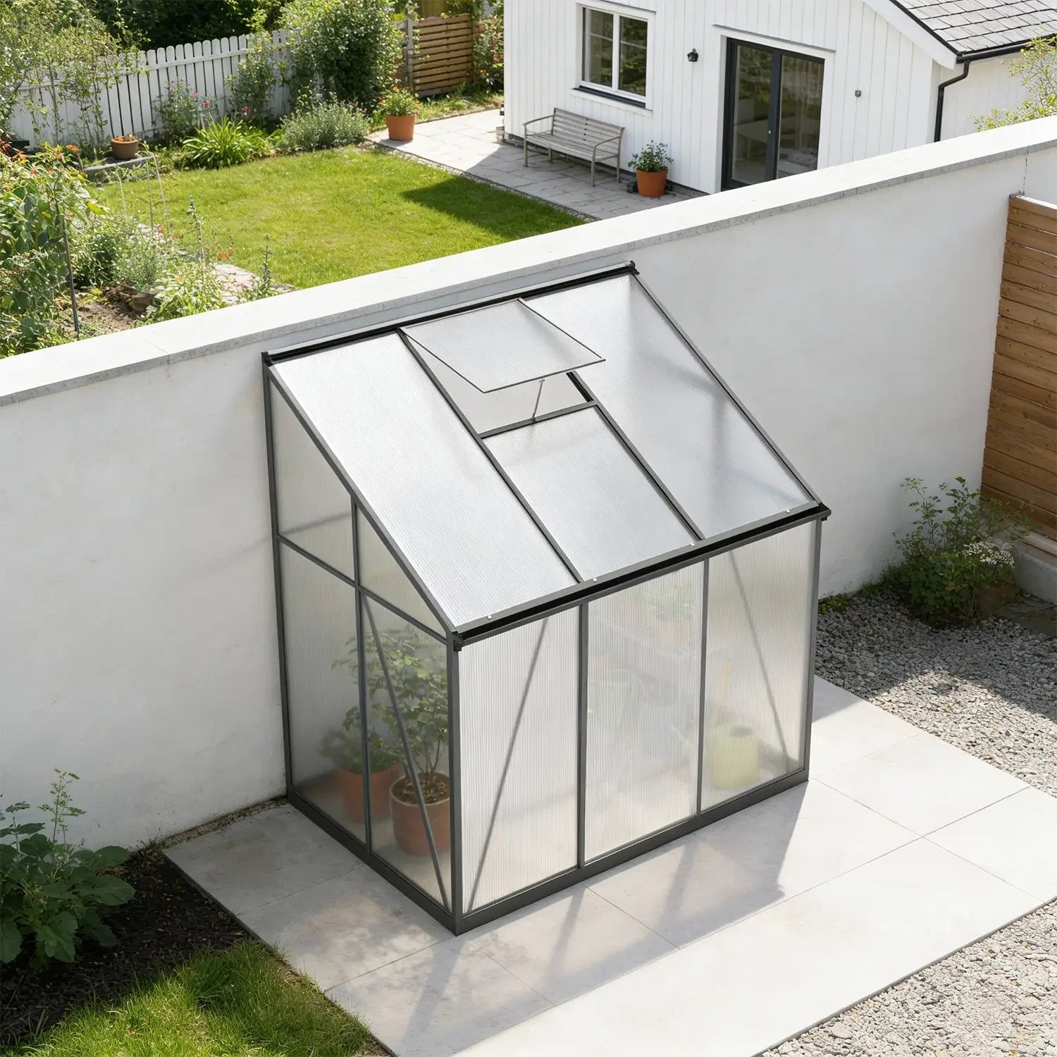 Lean to Aluminium Greenhouse with 4mm Polycarbonate Panels
