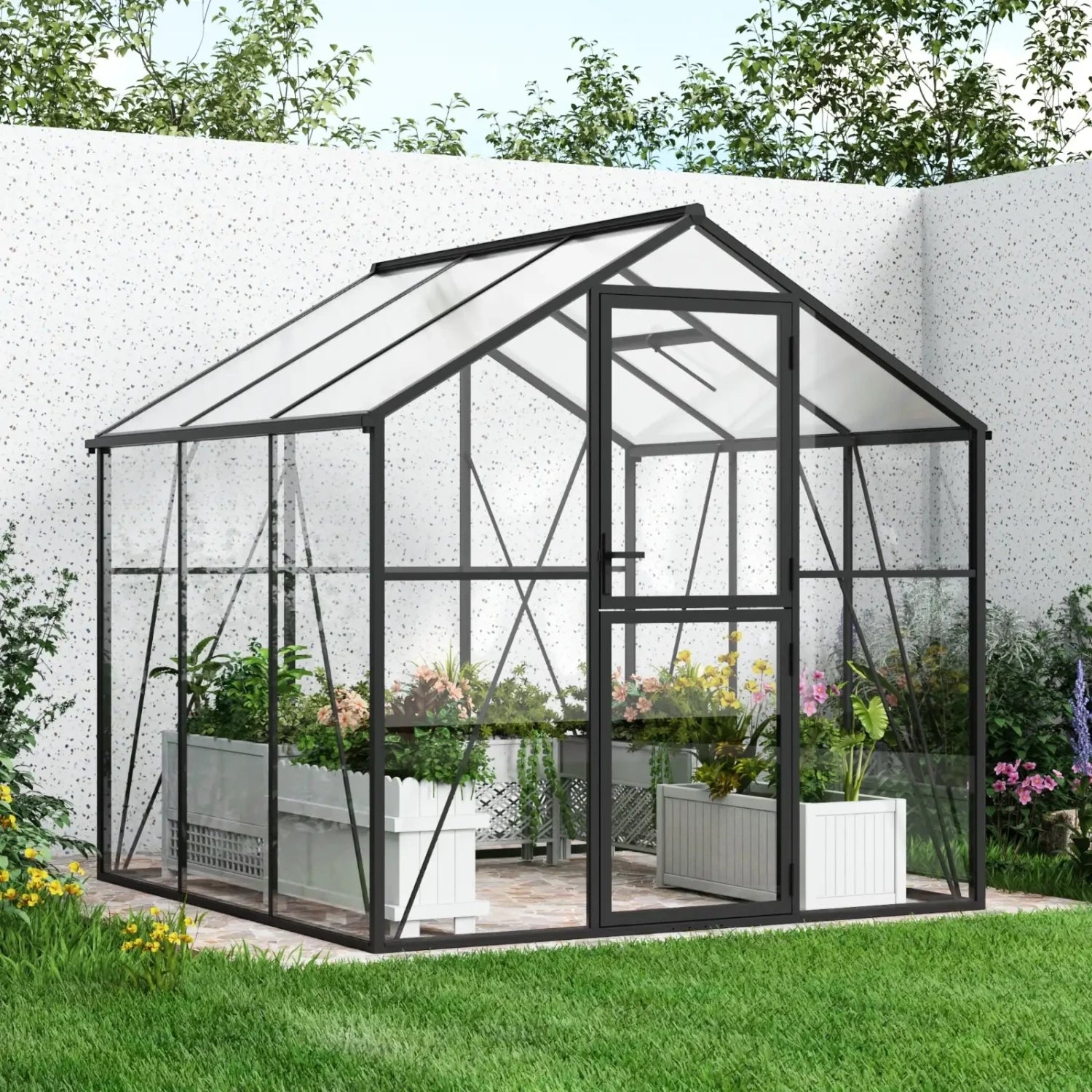 Greenhouse Premium Black 232 cm – Aluminium Frame with Glass & Polycarbonate