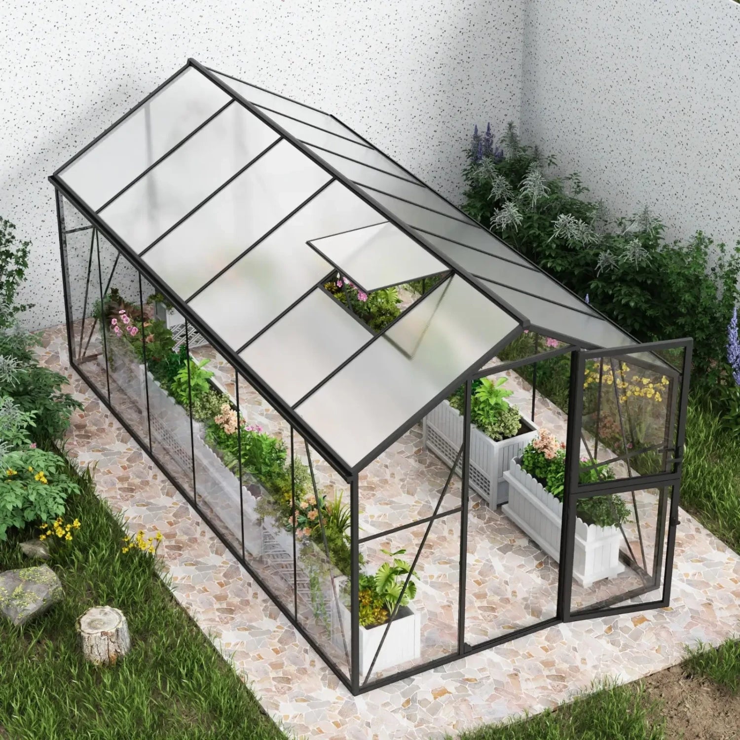 Greenhouse Premium Black 457 cm – Glass/Polycarbonate