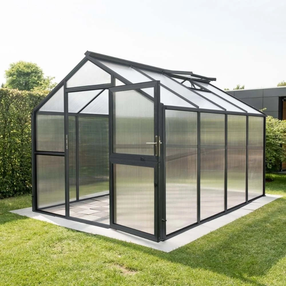 Greenhouse Novum IV, only polycarbonate, anthracite-grey