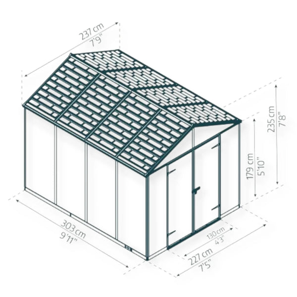 Rubicon 8 ft. x 10 ft. Shed With Floor - Dark Grey Panels