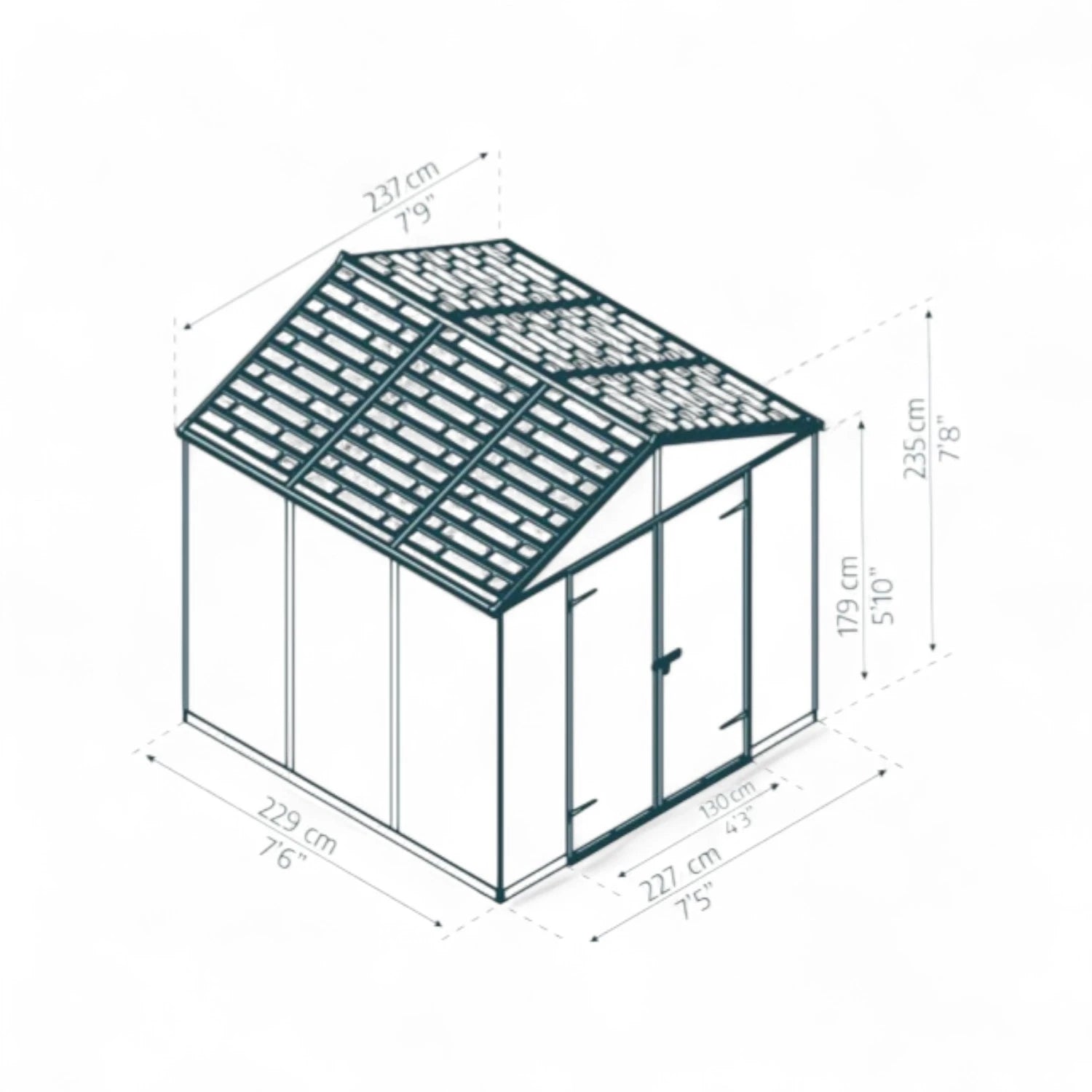 Rubicon 8 ft. x 8 ft. Shed With Floor - Dark Grey Panels