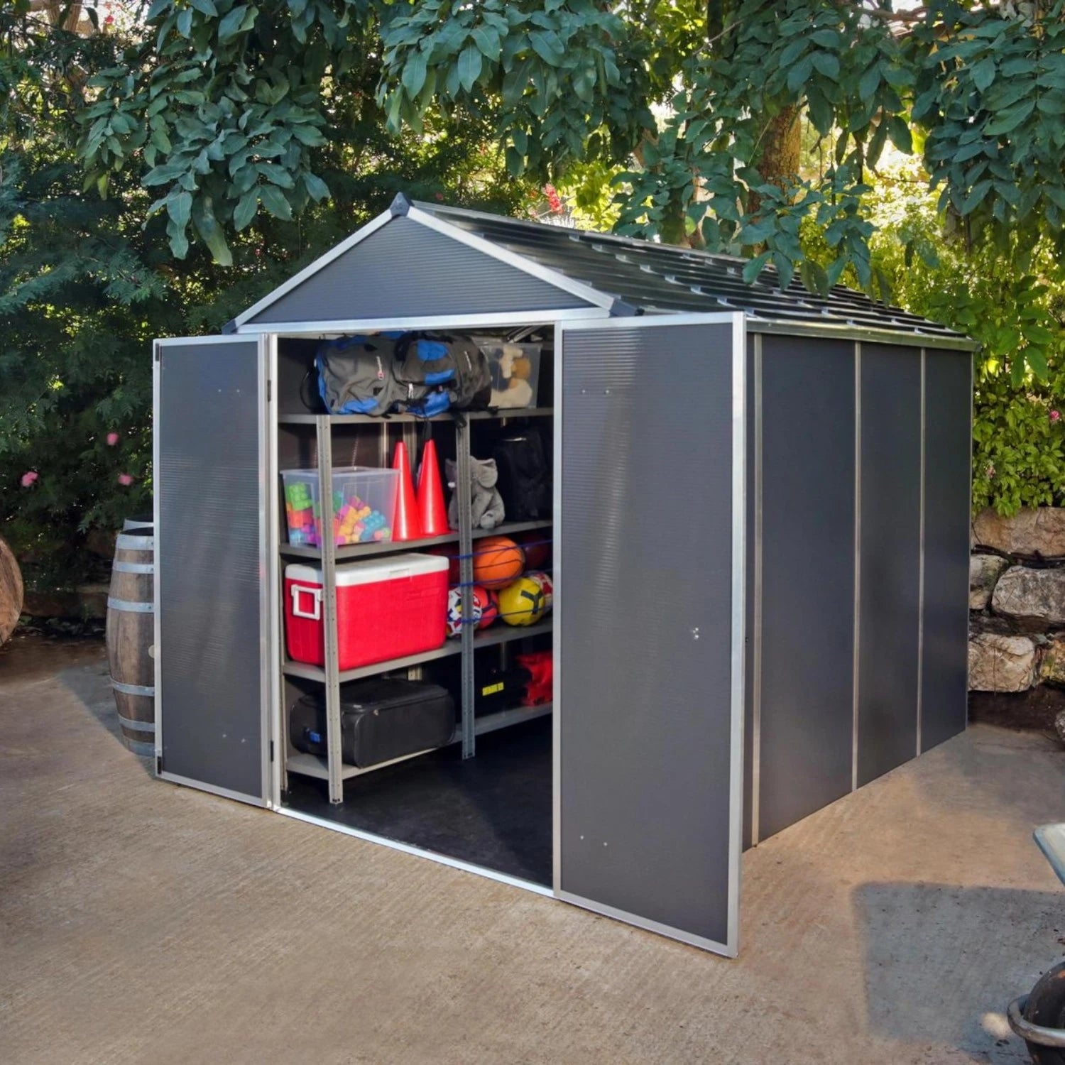 Rubicon 6 ft. x 10 ft. Shed With Floor - Dark Grey Panels