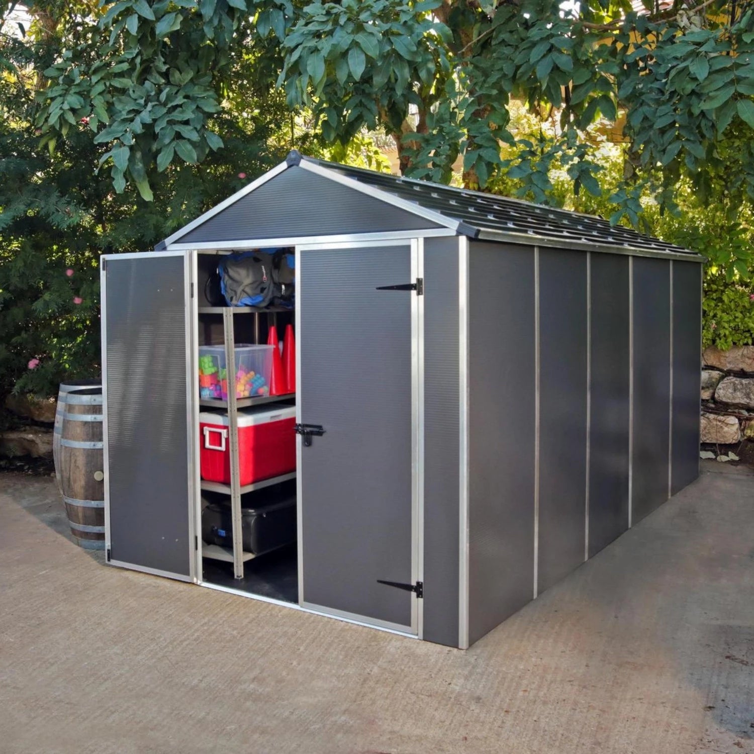 Rubicon 6 ft. x 12 ft. Shed With Floor - Dark Grey Panels