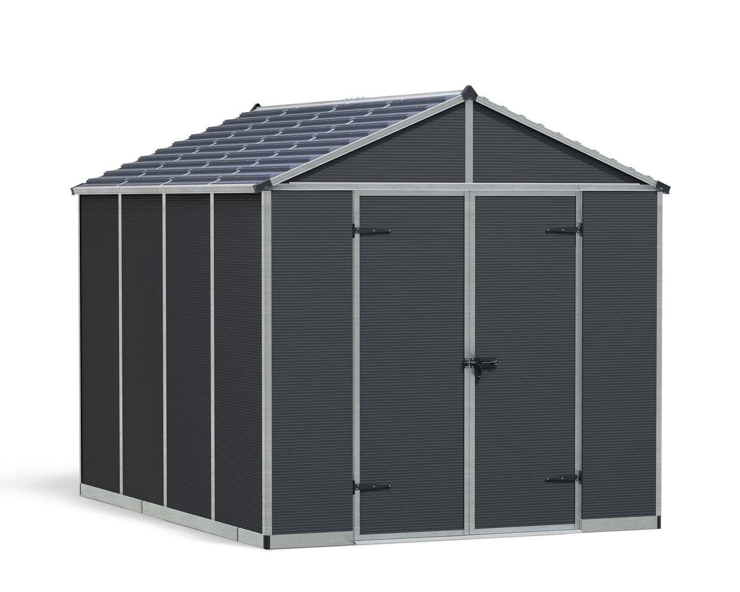 Rubicon 8 ft. x 10 ft. Shed With Floor - Dark Grey Panels