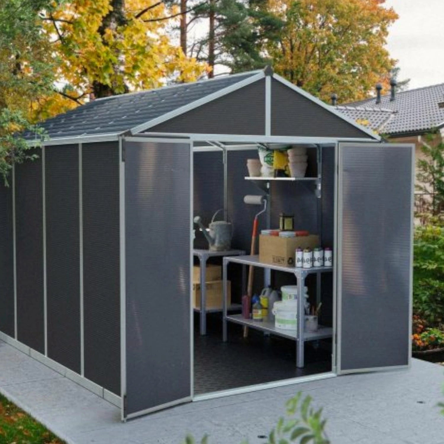 Rubicon 8 ft. x 10 ft. Shed With Floor - Dark Grey Panels