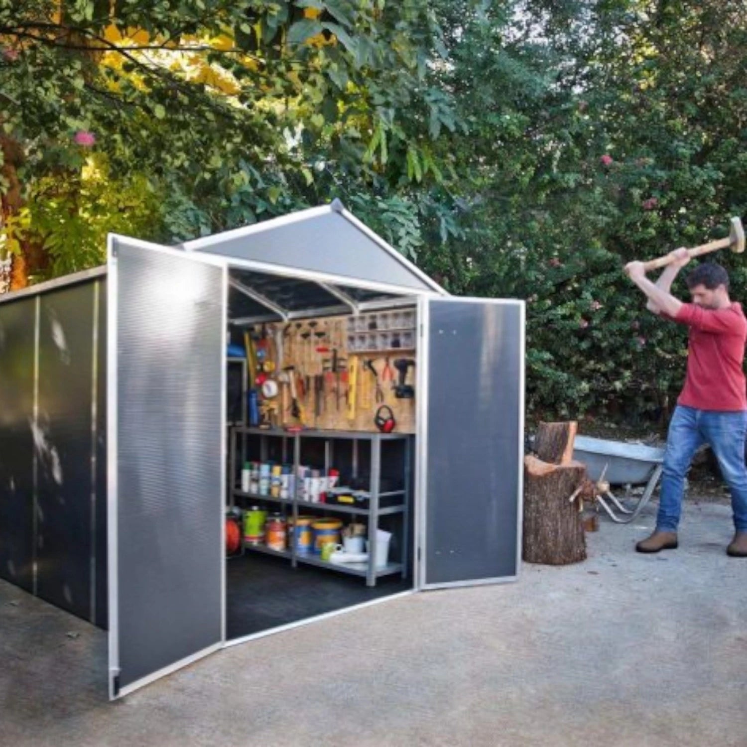 Rubicon 6 ft. x 10 ft. Shed With Floor - Dark Grey Panels