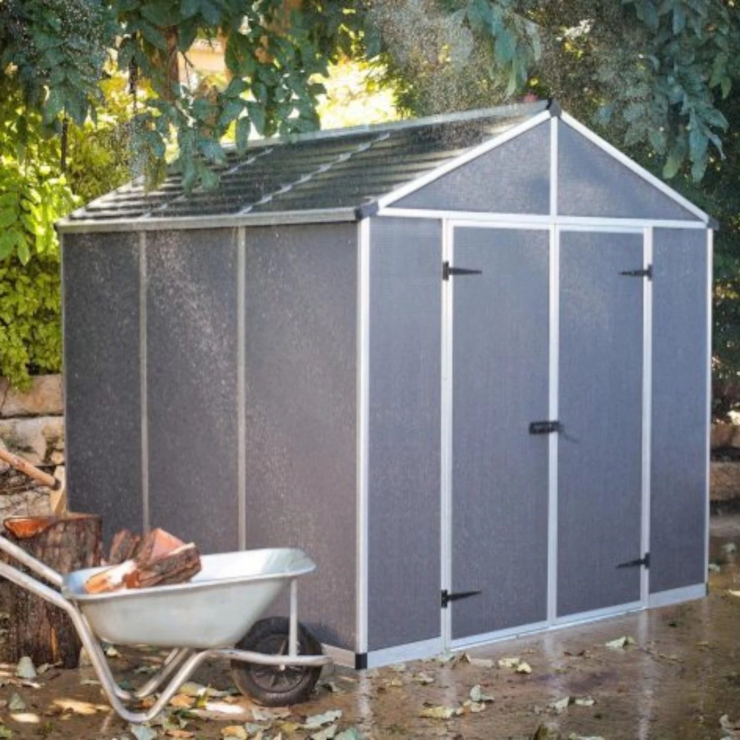 Rubicon 8 ft. x 8 ft. Shed With Floor - Dark Grey Panels