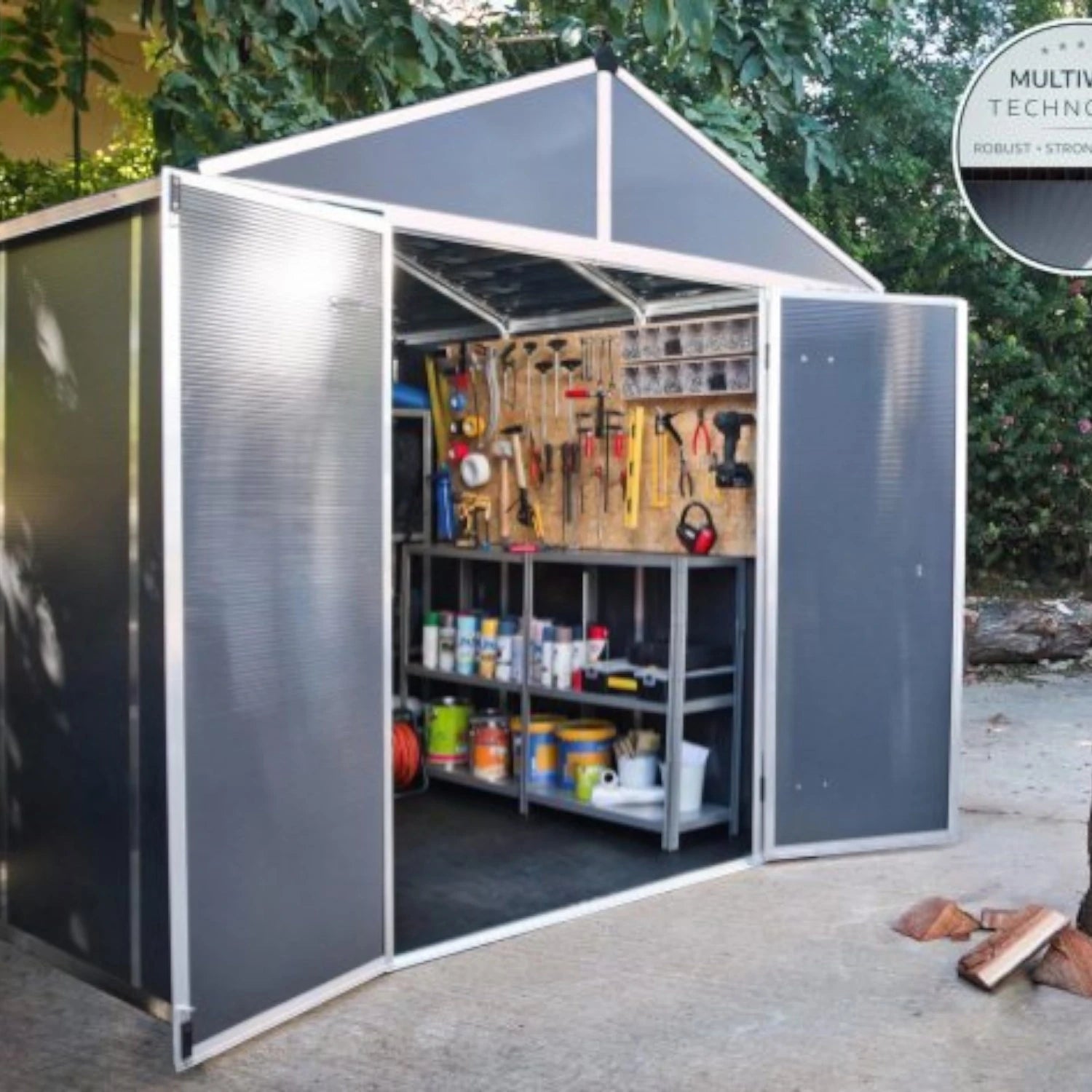 Rubicon 8 ft. x 8 ft. Shed With Floor - Dark Grey Panels