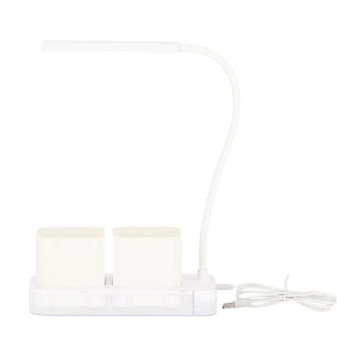 Plant grow lamp with 2 pots white