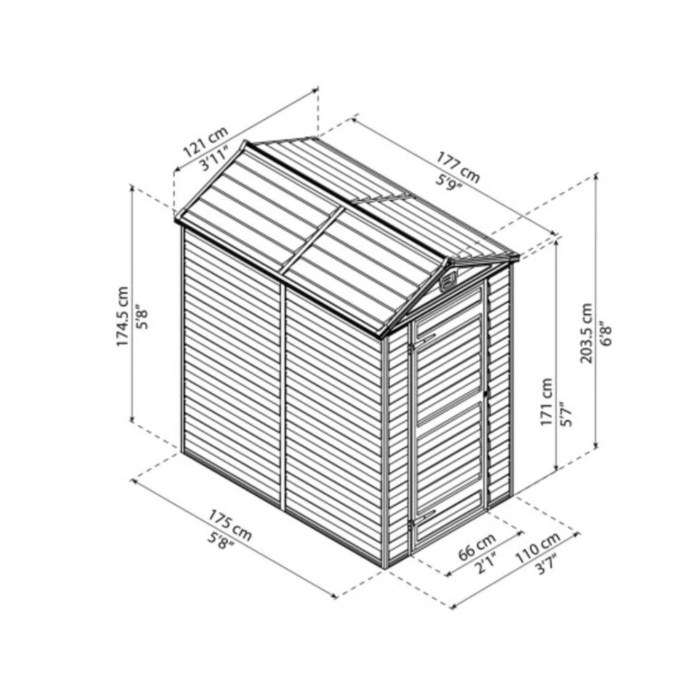 Skylight 4 ft. x 6 ft. Shed Kit – Midnight Grey