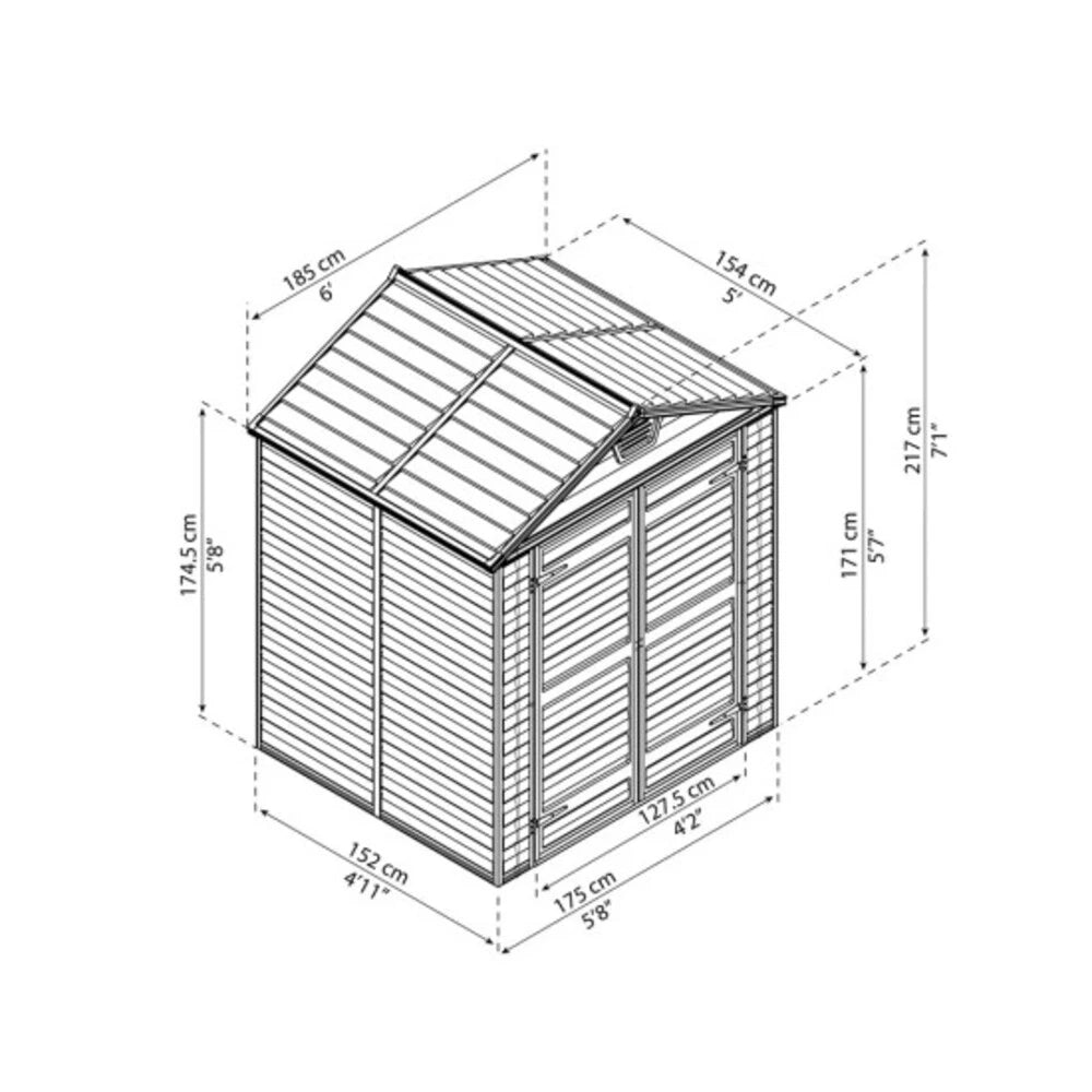 Skylight Shed 6 ft. × 5 ft. – Midnight Grey